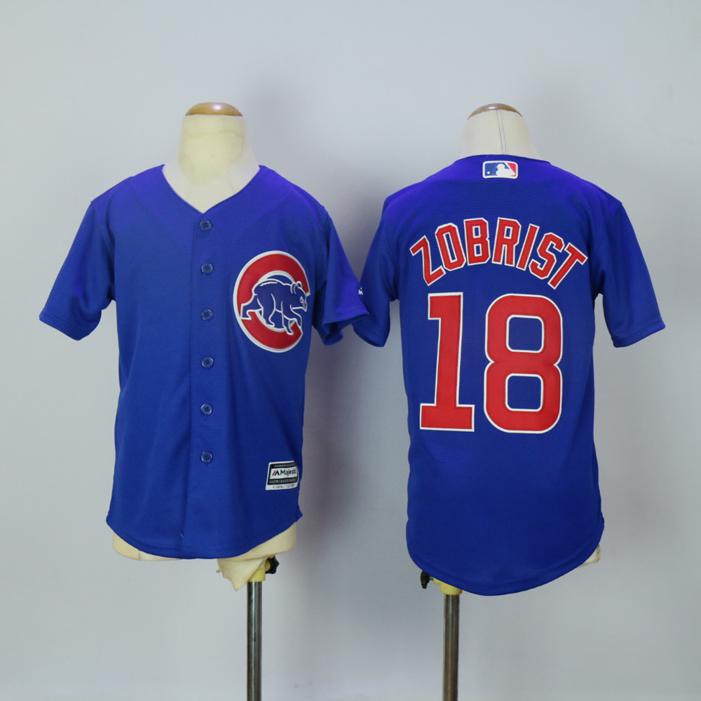Youth Chicago Cubs 18 Zobrist Blue MLB Jerseys